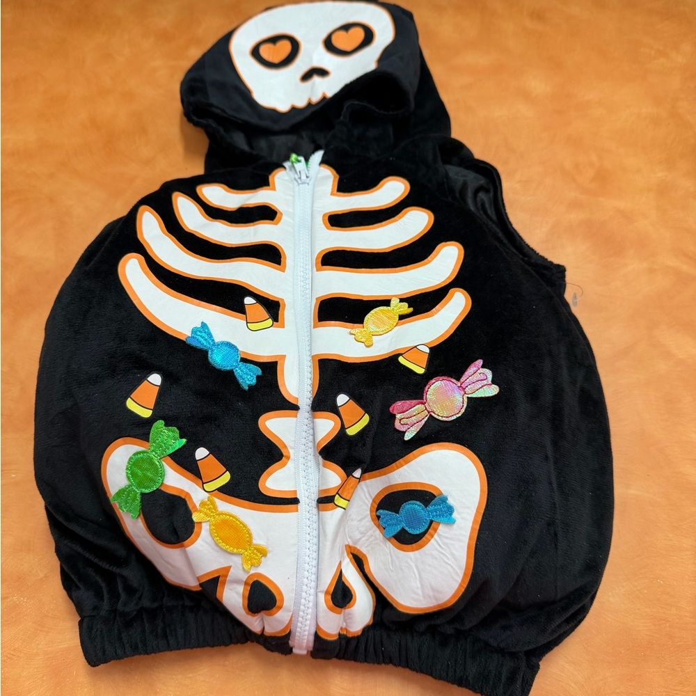 Spooky Skeleton Candy Kids Costume - Black and Orange
